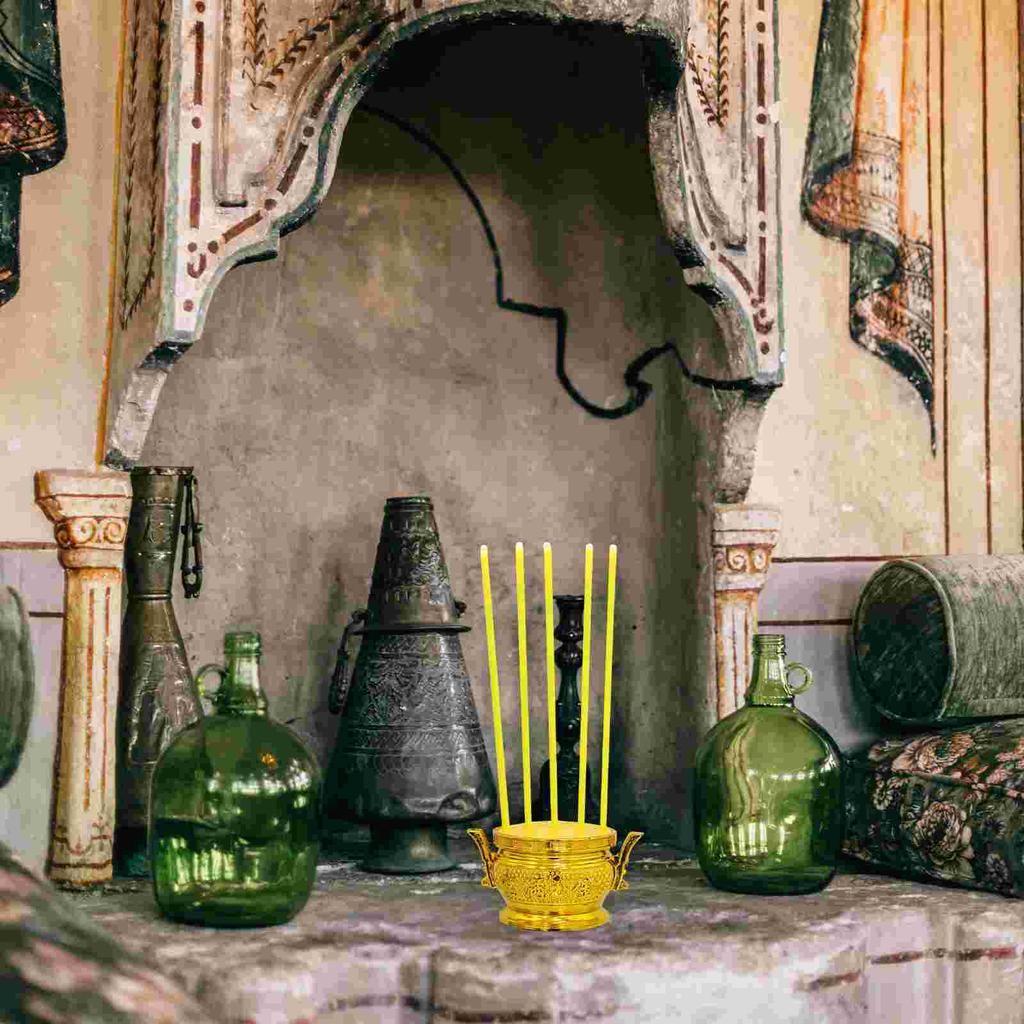 Portable Home Led Electronic Incense Burner Censer Decorative Plastic Votive Buddhism Aromatherapy Smokeless Fireplace Reusable