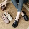 First Layer Cowhide Leather Shoes Thick Heel Soft Sole Thick Sole Leather Lazy Shoes Wear-resistant Shoes Children Low Heel Versatile