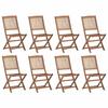 Exclusive House - Folding Outdoor Chairs and Cushions Set of 8 Acacia Wood