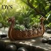 Modern Home Garden Decor Viking Longship Planter Pot, Dragon Boat Indoor Plant Holder for Cacti Creative Resin Air Plants, Rustic Nordic Ship