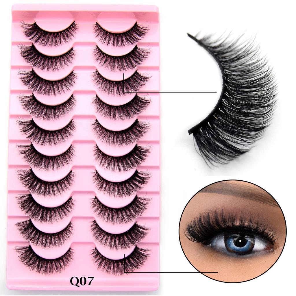 10 Pairs Eyelashes Natural Long 3D Mink Lashes Fluffy Volume Mink False Eyelashes Cruelty Free Wispy Lashes Makeup