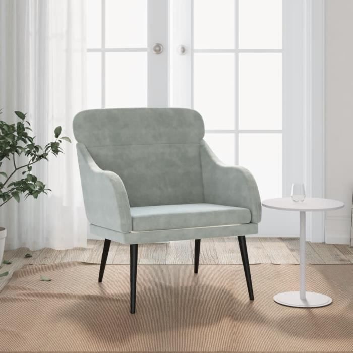 351436 vidaXL Armchair Light Grey 63x76x80 Cm Velvet