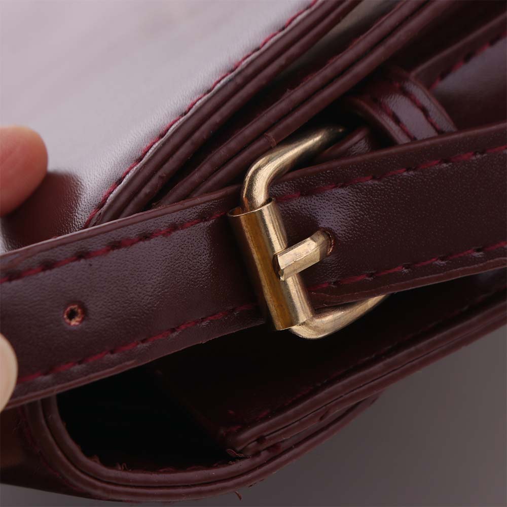 Solid Color Buckle Shoulder Bag Vintage Women's Armpit Bag Portable Retro Underarn Bag  Female