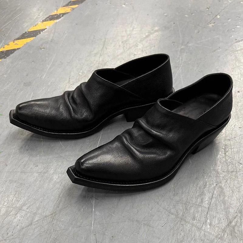 Fashion Shoes Cswo01 Men's Upturned Head Leather One Pedal Loafer Commuter Platform Wizard Trendy And Wo's Heightened Niche Casual Derby Shoes Cm