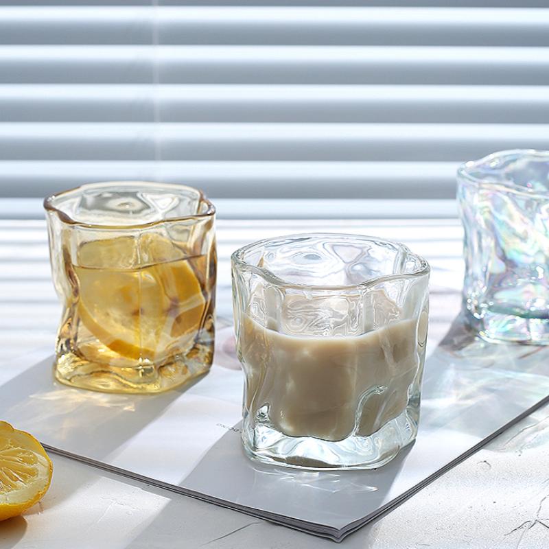 280ml 9.7oz Vaso de Vidrio Simple con Giro Irregular Vaso de Whisky Vaso de Cóctel para Fiesta Tazas de Jugo Café Helado Vaso Personalizado para Mojito