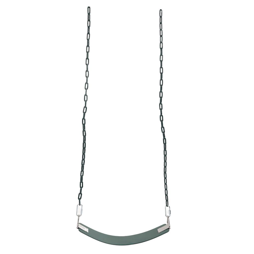 Venkovní houpačka z měkkého EVA materiálu s potaženými řetězy, tmavě zelená, snadná instalace, nosnost až 200 kg