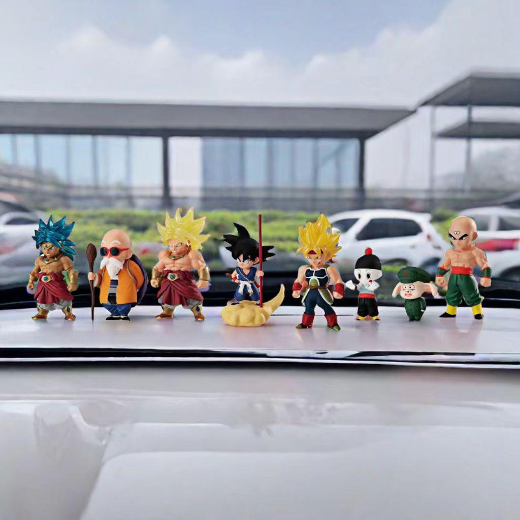 8Pcs Anime Dragon Ball Cute Broly Uron Master Roshi Krillin Mini Figure Model Toy PVC Children Statue Doll Collect Birthday Gift