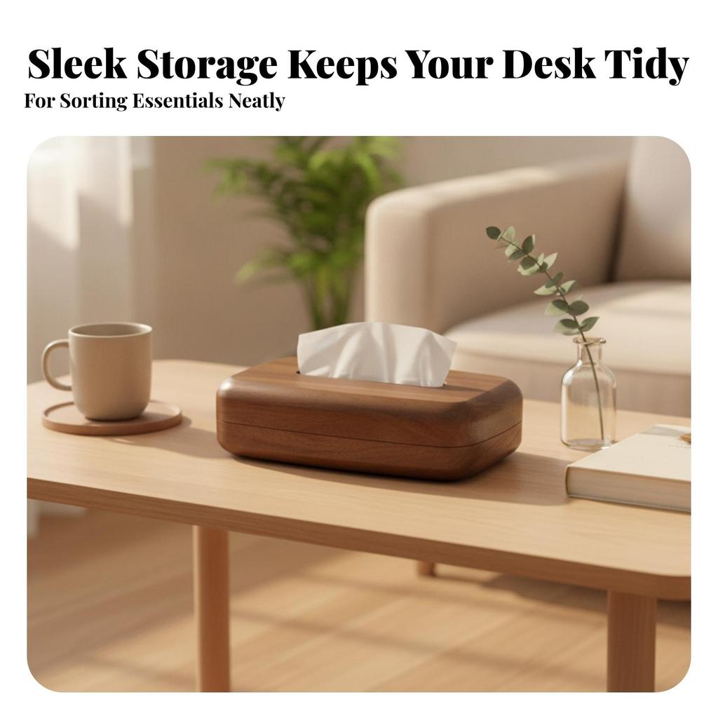 Rectangular Tissue Box Tabletop Wood Decorative for Living Room