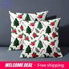 1 Pieces Christmas Tree Candy Cane Poinsettia Pattern Pillow Polyester Pillowcase, Sofa Decorative Cushion Cov Headboard Pillow