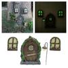 4pcs Miniature Fairy Tree Door Window Door Glow Gnome Elf Home Statues Sculpture