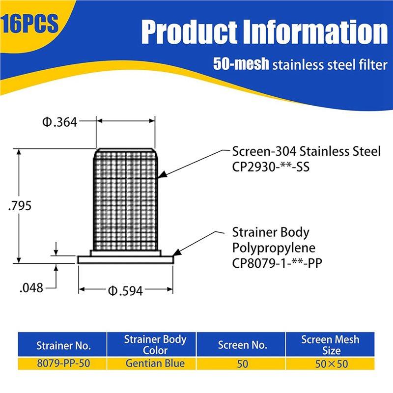 Premium-32Pcs 8079-PP-50 Sprayer Nozzles Strainer For Teejet Sprayer Nozzles,Stainless Steel 50 Mesh Screen