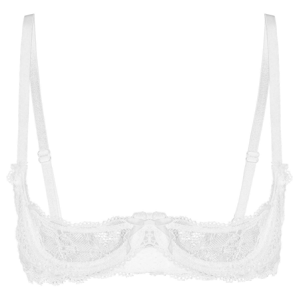 

Дорослий прозорий сітчастий бюстгальтер з чашками 1/4 та декоративними мереживними деталями для повсякденного носіння L