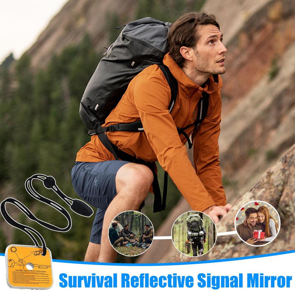 Outdoor Multifunctional Survival Emergency RescueReflective Signal Mirror Tool Camping Hiking Long Distance Communication