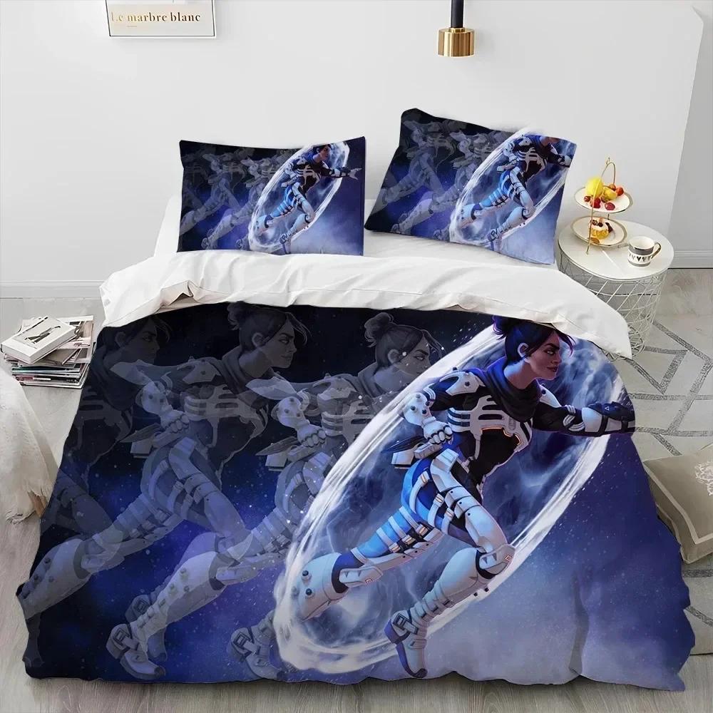 A-Apex Legends Game Gamer Cartoon Bedding Set Printed Bed Set With Pillowcase Bed Duvet Cover Soft Single Double Queen King Size