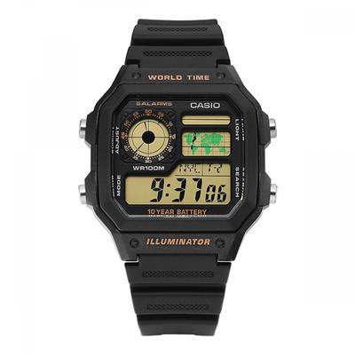 Ae 1200wh 1bvdf  Ae 1200wh 1b  Digital Square SportS Soldier World Time Men S Urethane Watch