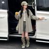 2026 Autumn Girls' Plaid Patchwork Windbreaker: British Style Mid-Length Coat for Junior High Students