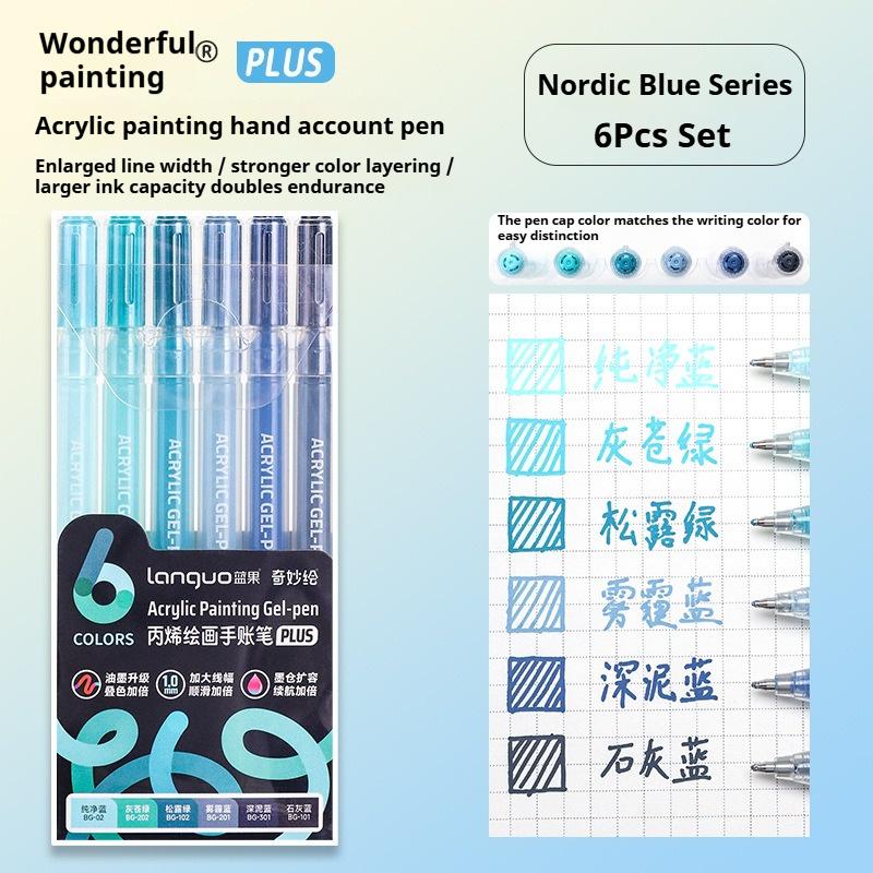 Languo 6/24/36/54/72/90 Colors Acrylic Painting Handbook Pens Multi-Color Gel Pen Student Neutral Pen Writing Marker Stationery