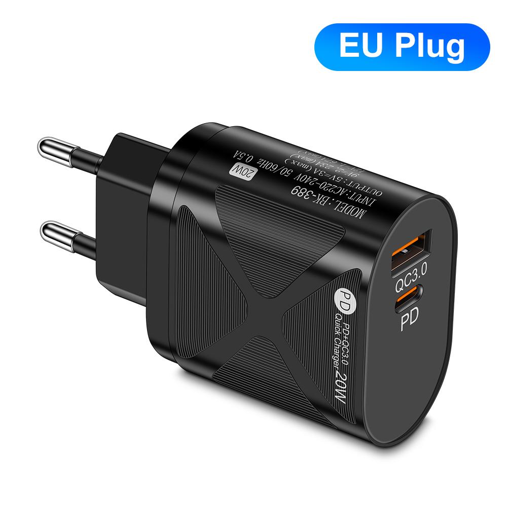 20W Fast Charger USB C PD QC 3.0 Universal Phone Charger for iPhone Samsung Android - Portable, Compact Design, Certified Safe