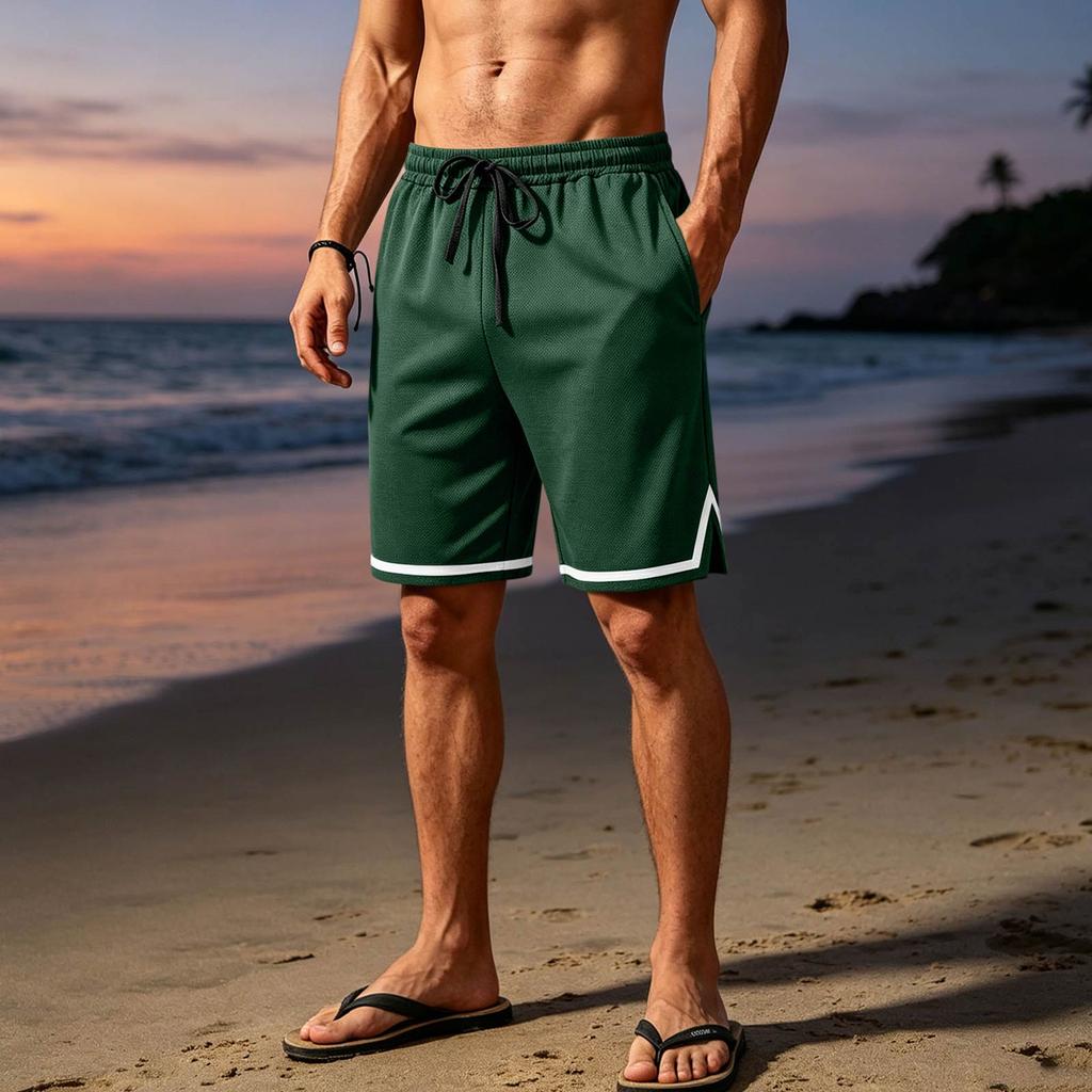 Men's Breathable Mesh Athletic Shorts Lightweight Casual Sportswear with Elastic Waistband and Drawstring for Outdoor Activities and Gym