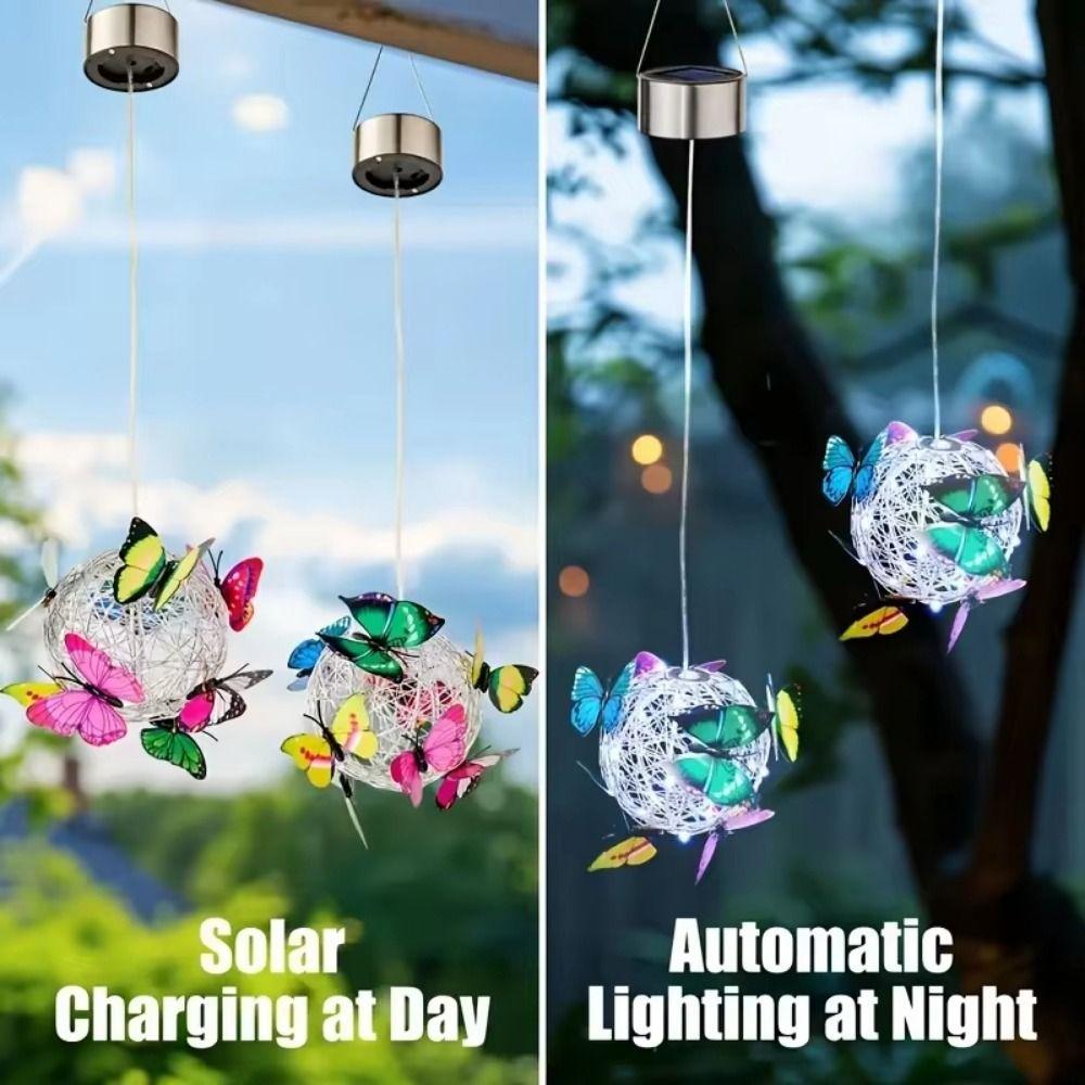 Solar-Powered Solar Butterfly Ball Light Waterproof LED Hanging Light  Festival Atmosphere