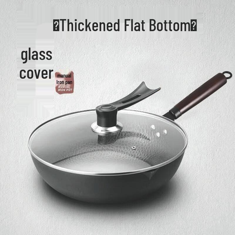 Hand-Forged Cast Iron Non-Stick Wok for Gas & Induction Stoves, Medium-High, No Coating