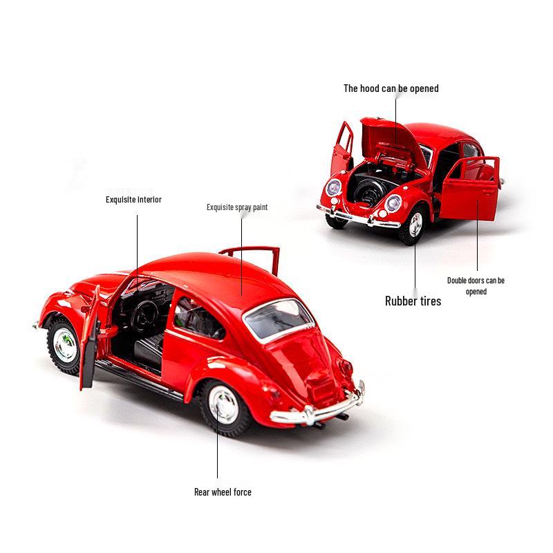Retro Beetle Classic Alloy Toy Car with Opening Doors