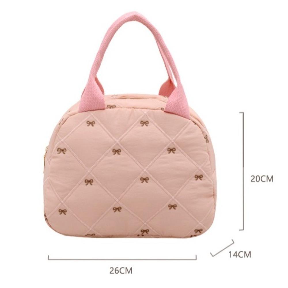 Tragbare Kosmetikaufbewahrungstasche Handtasche für Reisen Großes Fassungsvermögen Schleife Lunchtasche Tragetasche Lässige Damen Make-up Tasche Geschenk