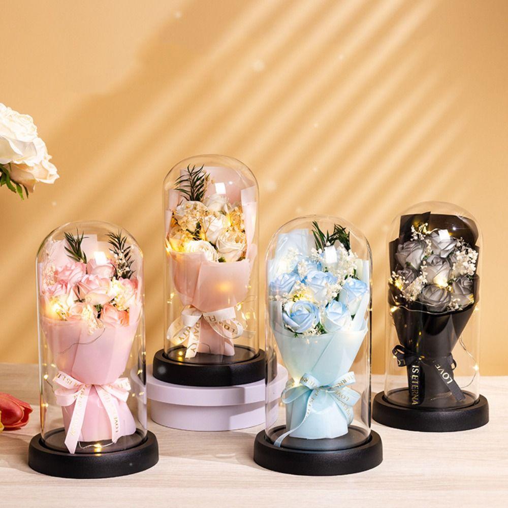 LED Light Rose Eternal Flowers Realistic Simulation Flower Starry Sky Bouquet  Valentine's Day