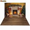 Mocsicka Christmas Photography Background Xmas Tree Fireplace Yellow Wall Decoration Family New Year Party Photo Backdrop Banner