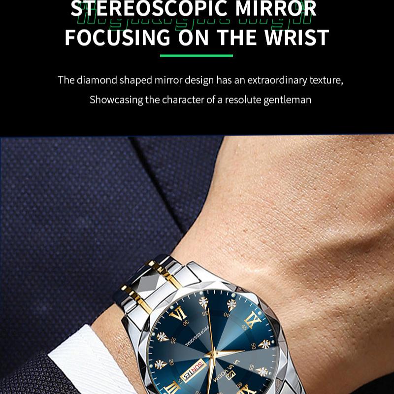 VA VA VOOM Brand Watch Men's Waterproof Rhombus Design Business Men's Watch