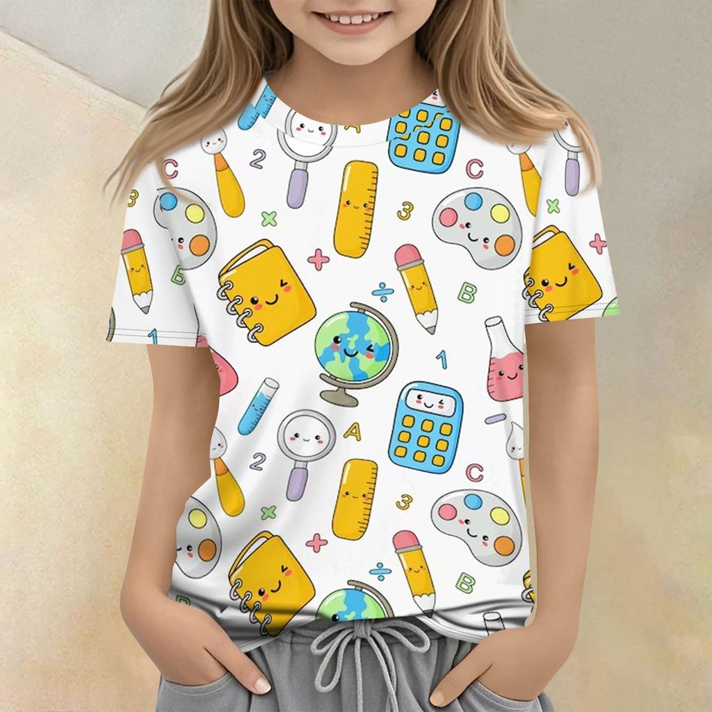 Camiseta Casual Infantil Estampada de Manga Curta com Gola Redonda