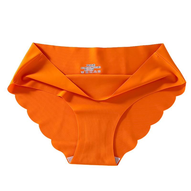 

1 шт. Бесшовные трусики однотонного цвета, сексуальные женские мягкие невидимые трусы из нейлонового нижнего белья M оранжевый