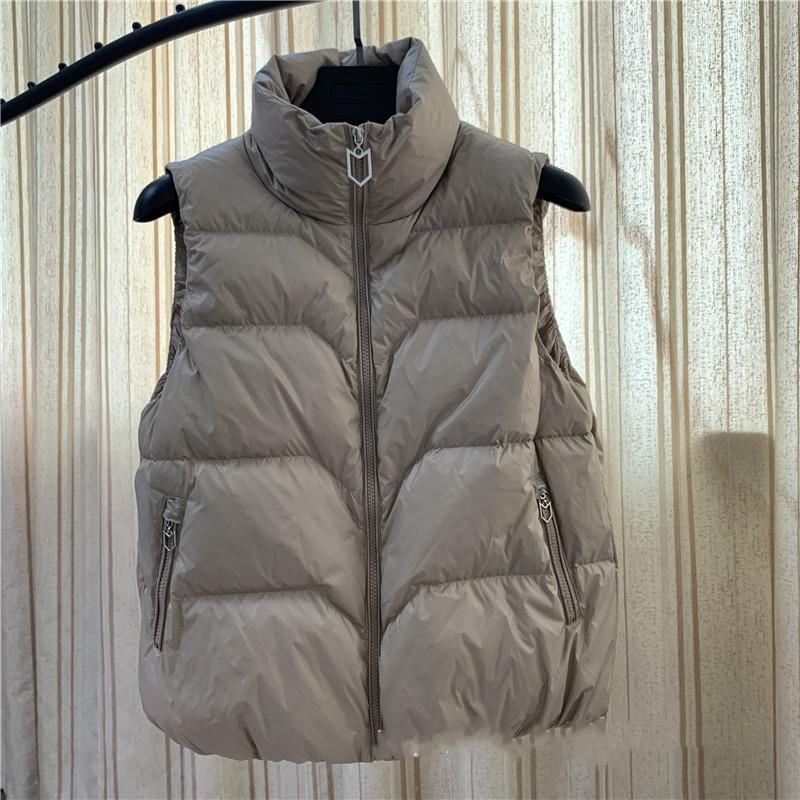 

Женское осеннее пальто на белом утином пуху, куртка с подкладкой, жилет с воротником-стойкой, без рукавов, с карманом на молнии, утолщенное свободное универсальное однотонное изделие M хаки