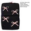 Makeup Bag Folding Multi-Part Cosmetic Storage Bag with Pink Bow Decoration Large Capacity Makeup Case