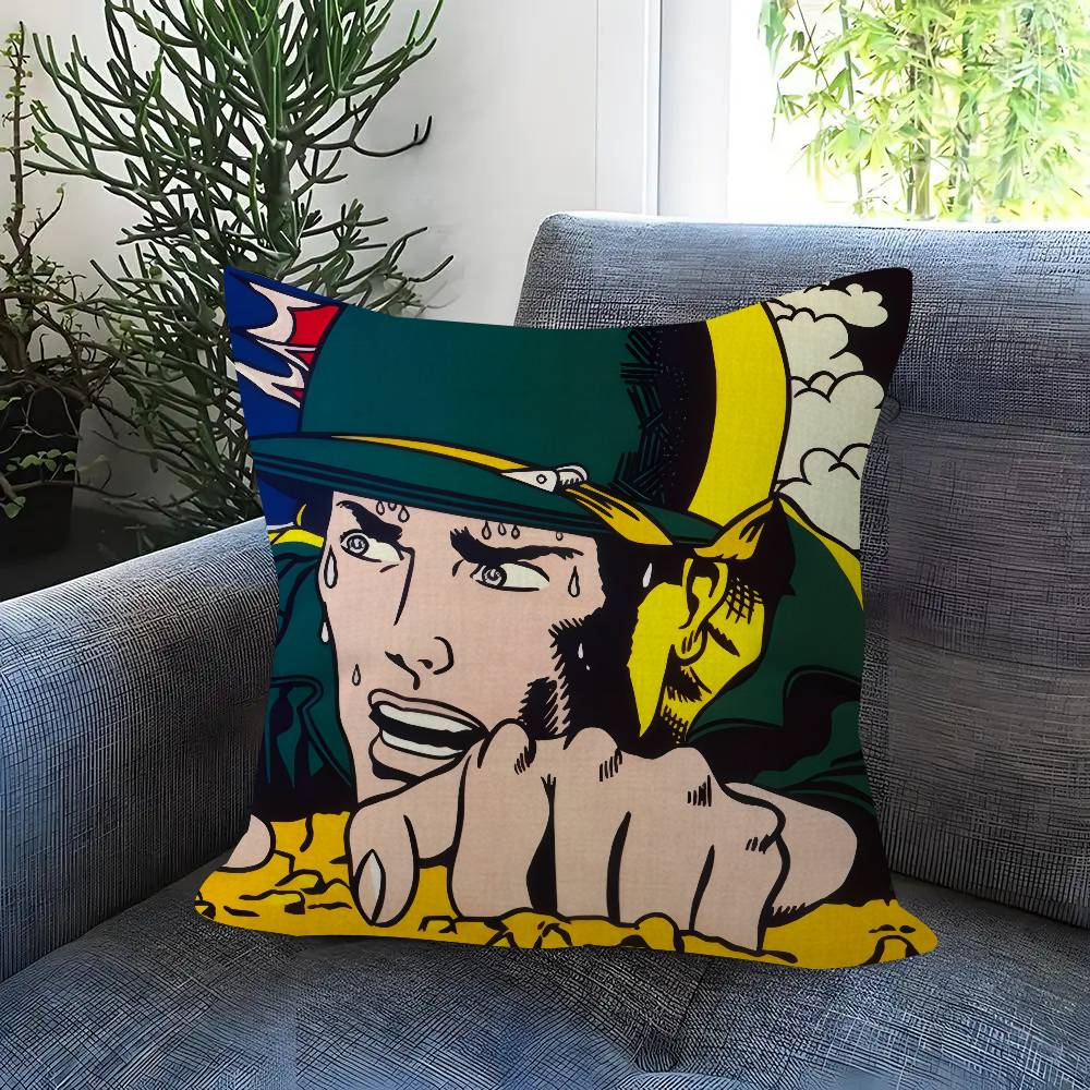 Roy Lichtenstein Pop Art Doublesided Printed pillow cover Short plush Suitable living rooms bedrooms sofas throw cushion cover