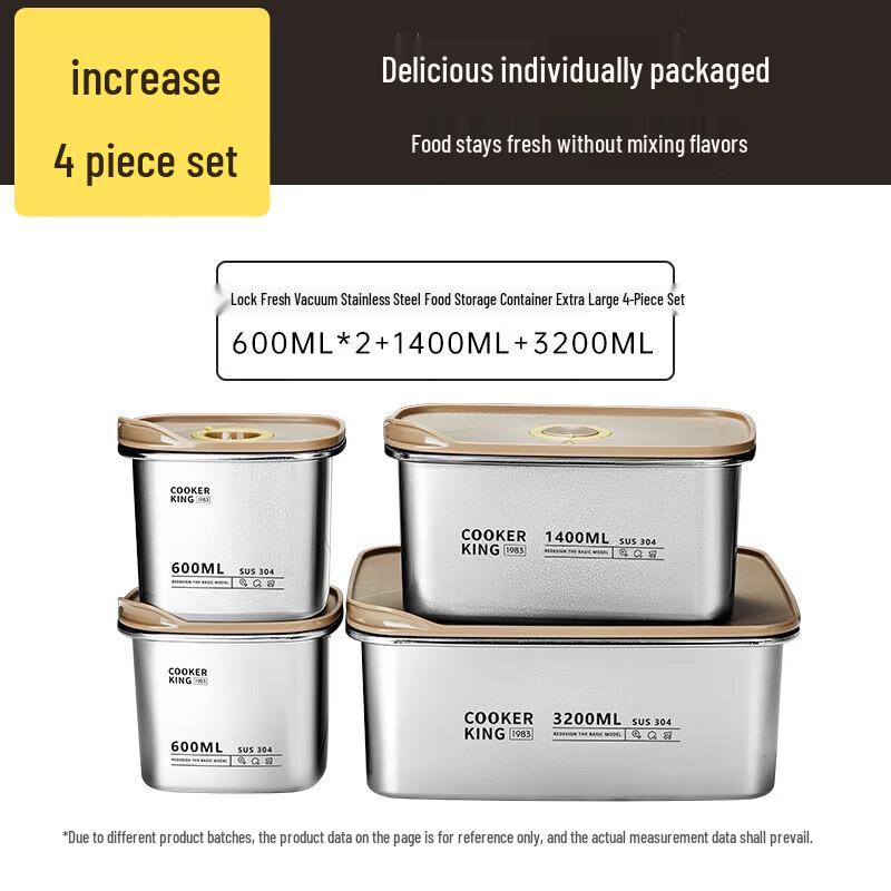 Cooker King 304 Stainless Steel Vacuum Food Storage Container Set