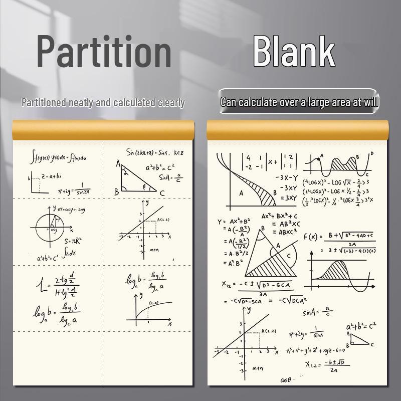 Partitioned Math Scratch Notebook for Students: Elementary To High School - Kraft Cover