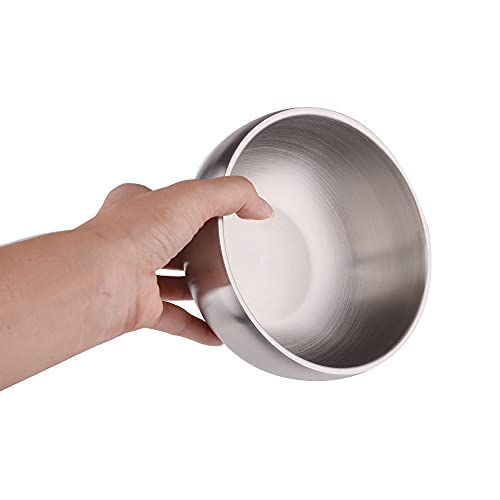 IMEEA Ris skålar, Ramen skålar, Udon skålar, Rostfritt stål, Tål diskmaskin, Värmetålig, Dubbelväggig, 15,2 cm, Set om 2, Silver