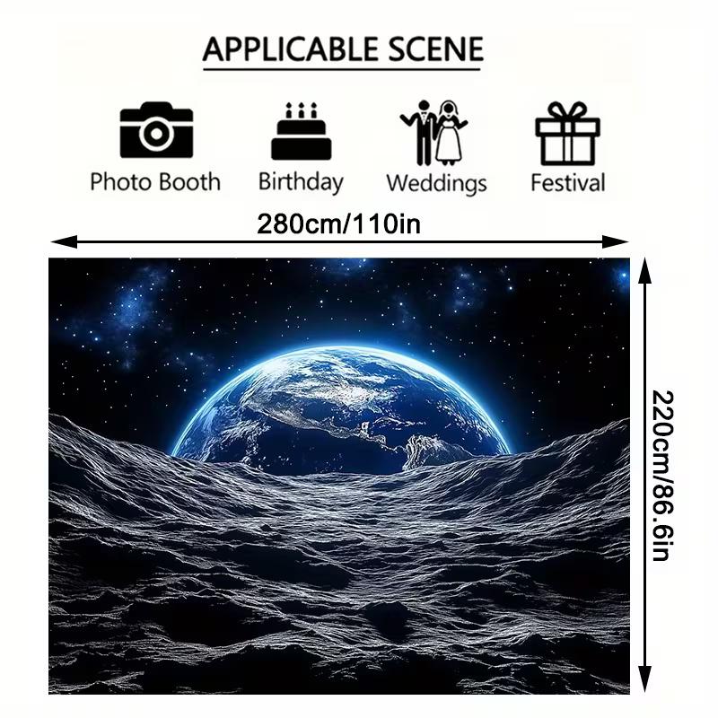 2D Cosmic Galaxy Earth View Tapestry Moon Surface Background Cloth Decor