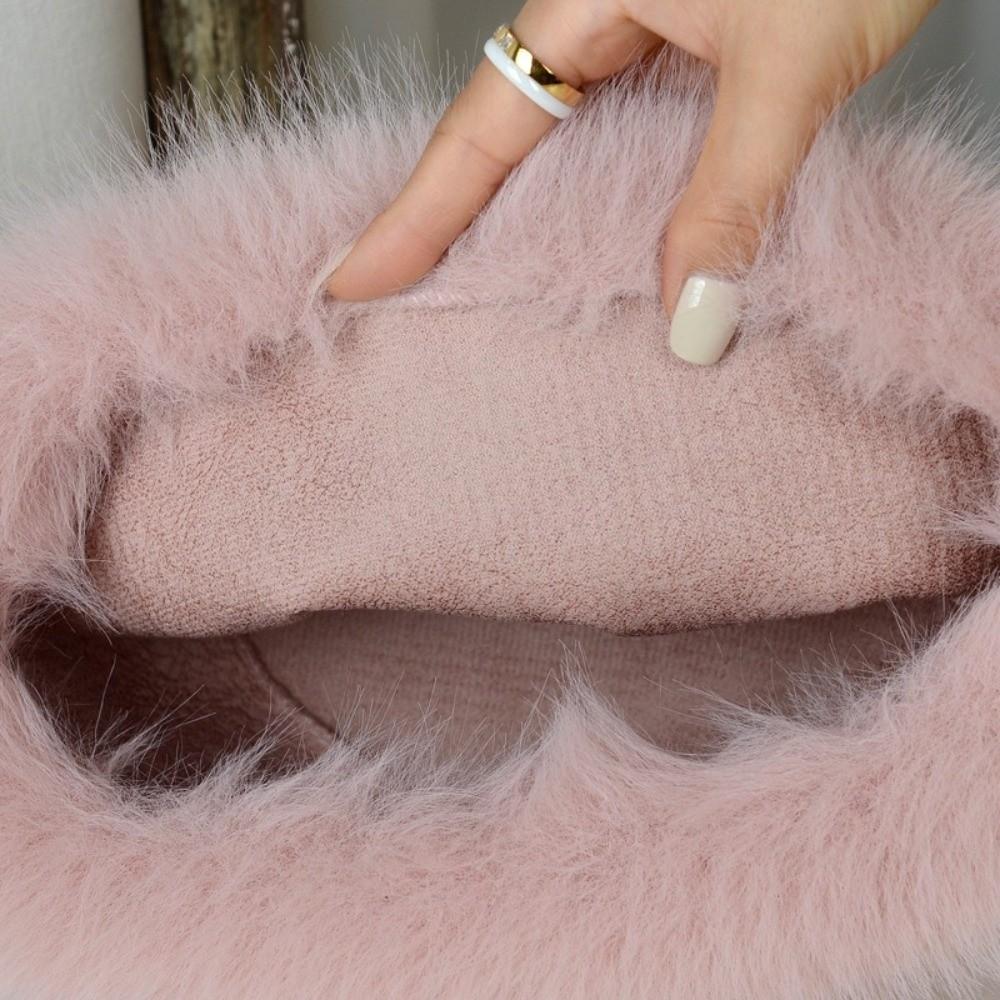 Fashion Fluffy Fur Bucket Hat Ear Protection Warm Panama Cap Soft Furry Fisherman Hat Winter