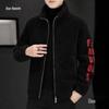 Men's Embroidered Lambswool Stand-Up Collar Coat for Autumn/Winter
