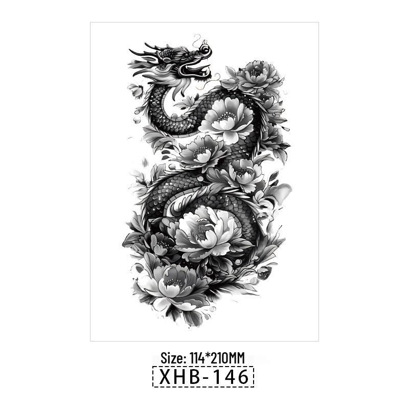 Waterproof Men s Full Arm Lion & Geisha Tattoo Sticker 210*114mm