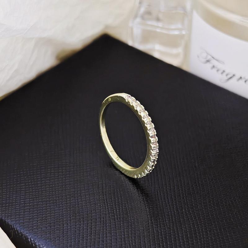 Minimalist Thin Cubic Zircon Finger Ring Silver Tone Dainty Jewelry for Wedding Dinner Party Formal Event Wear