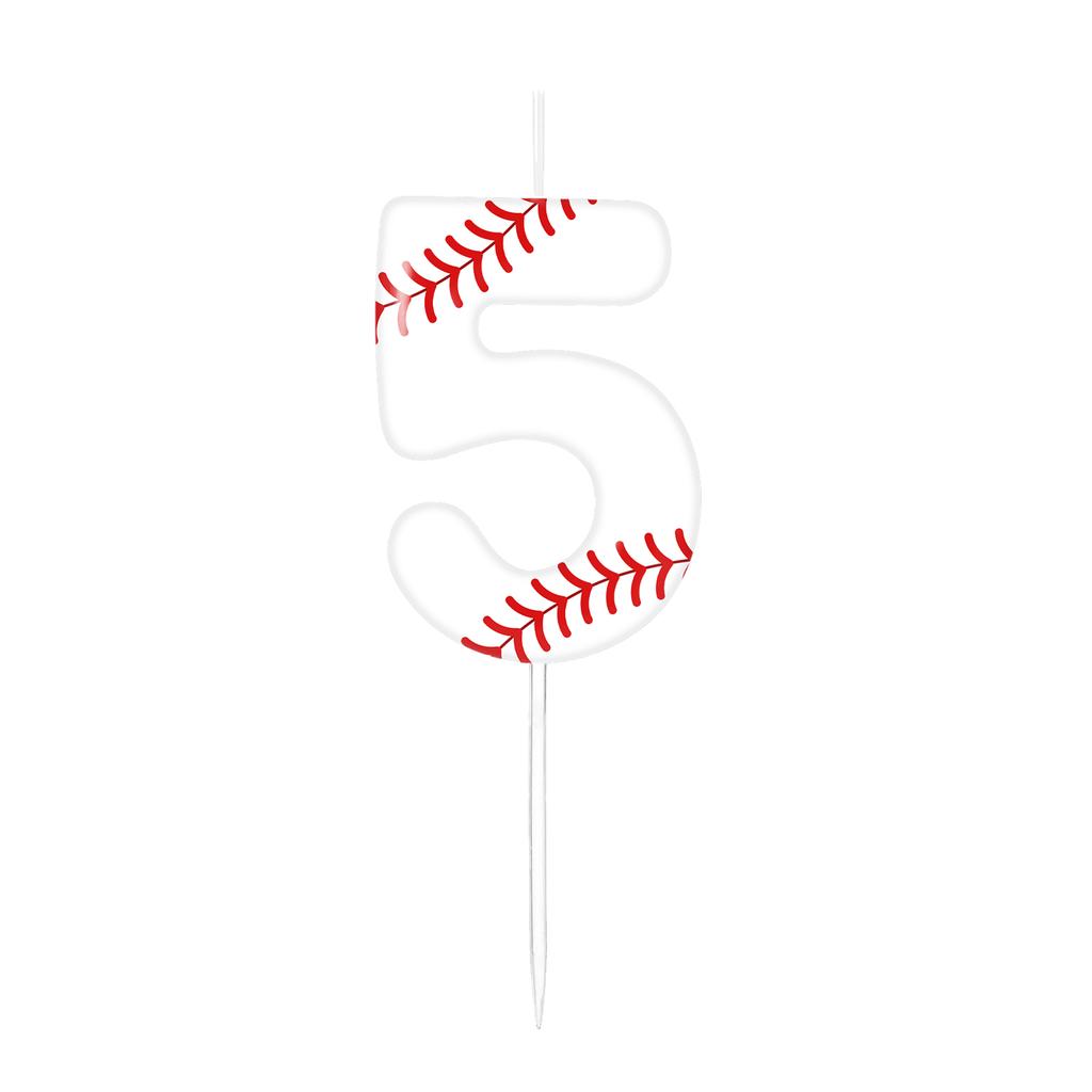 Baseball Themed Birthday White Number0-9 Candles, Boys Girls Kids Happy Birthday Cake Topper Reunions Theme Party Supplies Gifts