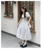 Elegant French Floral Bubble Sleeve Summer Dress