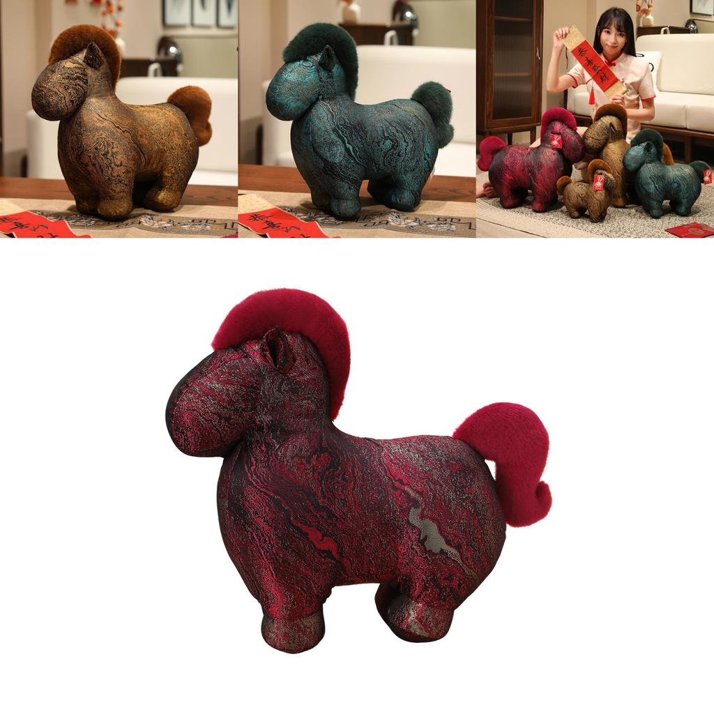 Year Of The Horse Plush Toy With Short Pile Velvet For Gift And Home Decor