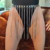 Punk PU Leather Waist Chain Metal Tassels Body Chain Body Jewelry for Women Cosplay and Night Club Waist Accessory