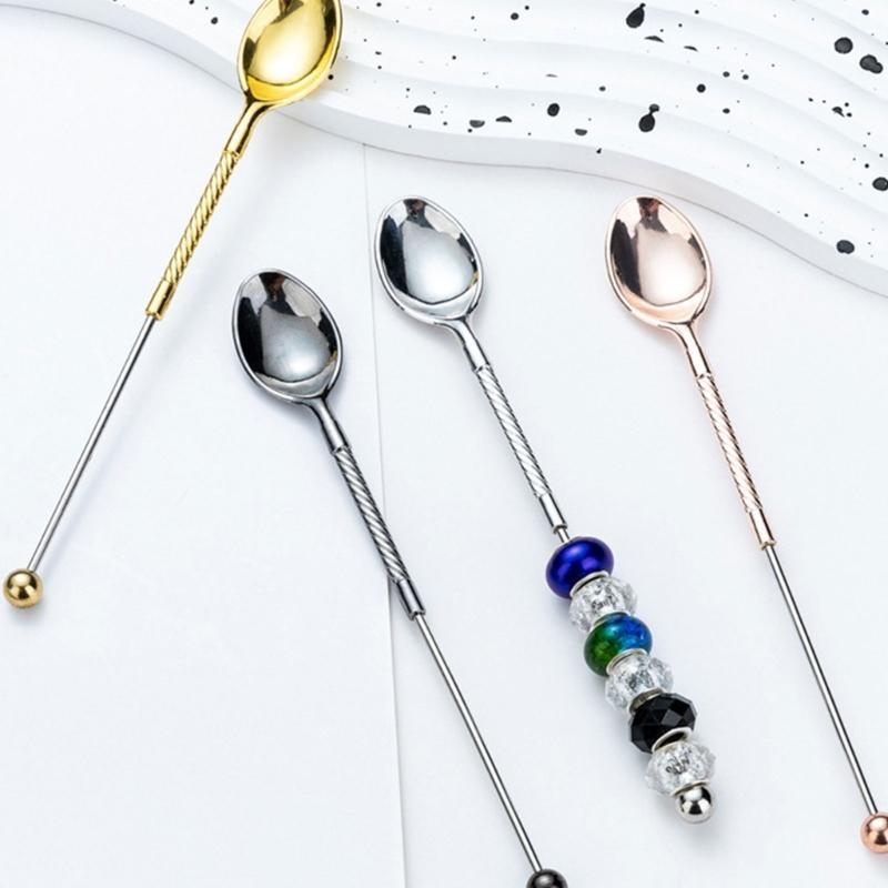 Artistic Metal Coffee Spoon Beaded Handle Perfect For Ice Cream Parlors Birthday Party Decorations Top Sale