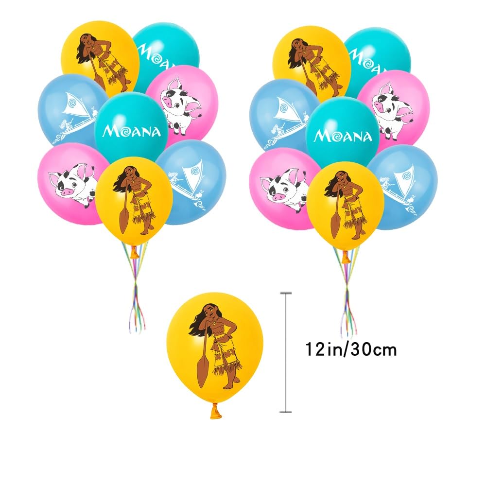 Moana Birthday Decorations Party Set, Moana Character, Disney Animation, 3 Cute Kids Girls Blue Pink Ocean Balloons Happy Birthday Garland Cake