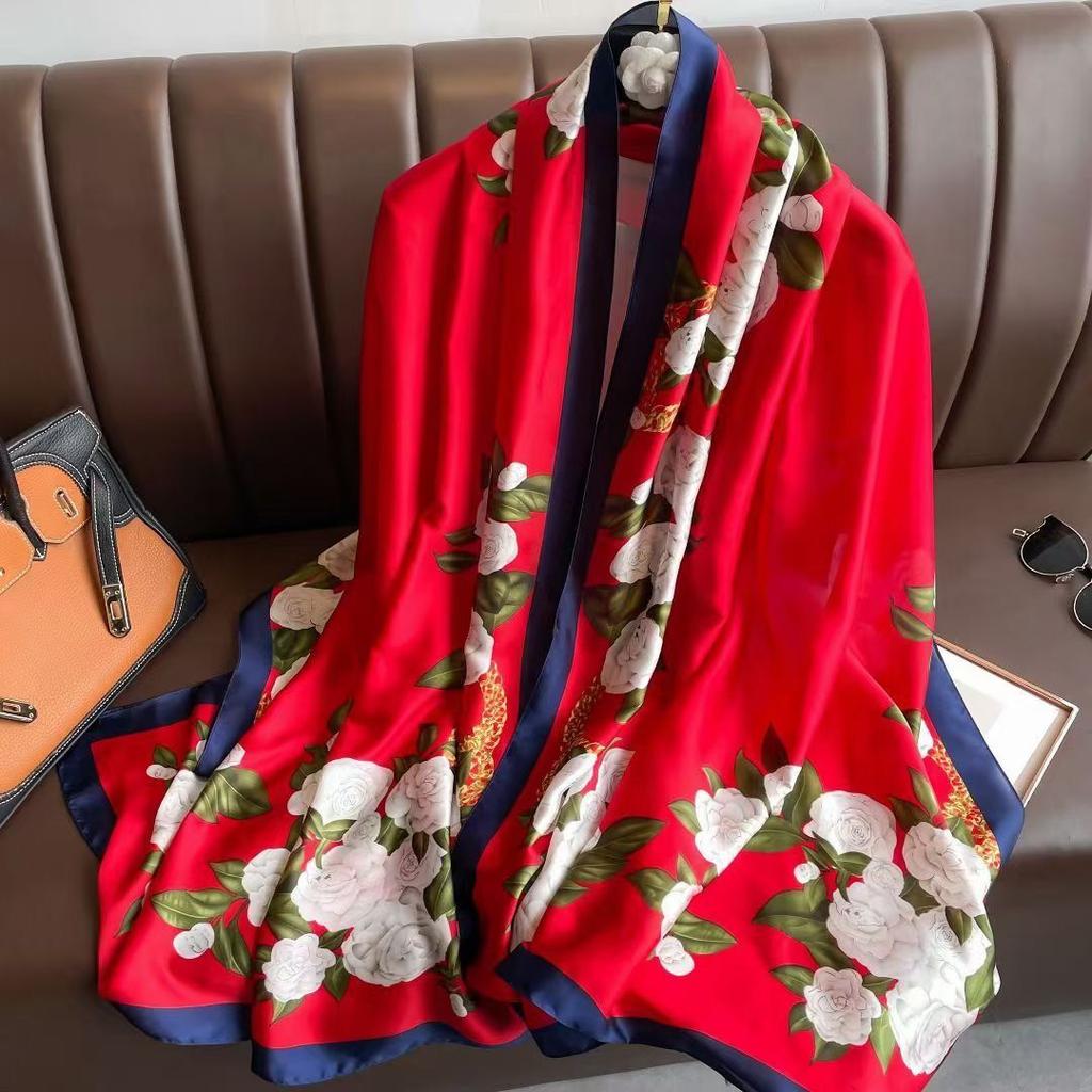 Women's New High end Silk Spring and Autumn Summer Versatile Shawl Thin Sun Protection Neck Protection Fashionable Scarf